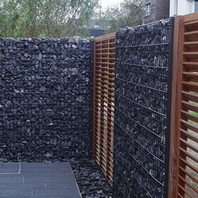 Clôture gabion et palissade en bois